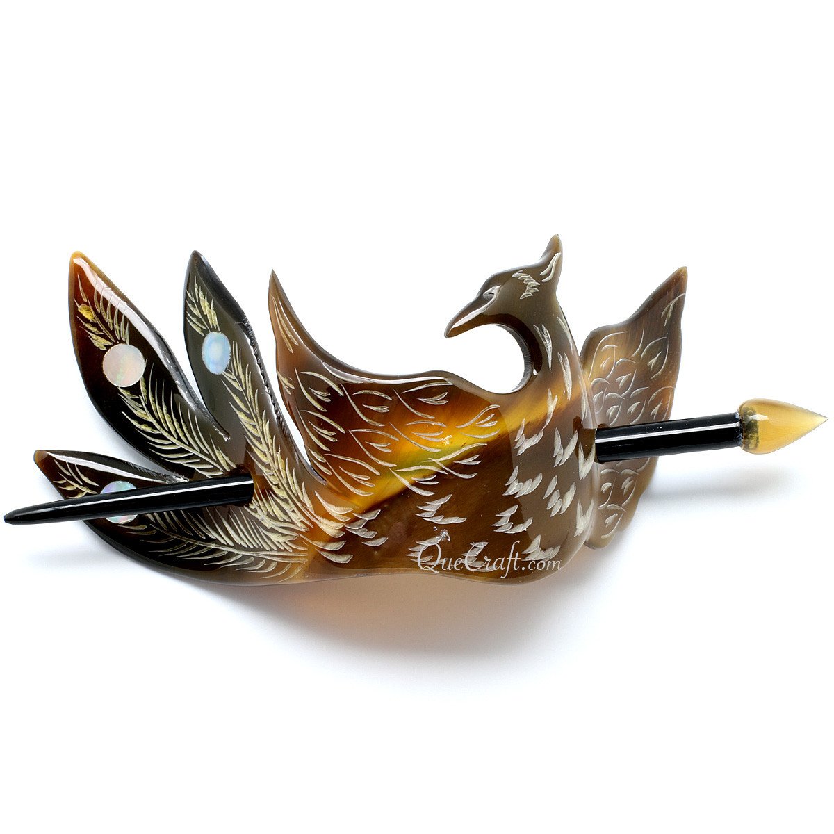 Horn & Shell Hair Barrette #10853 - HORN JEWELRY
