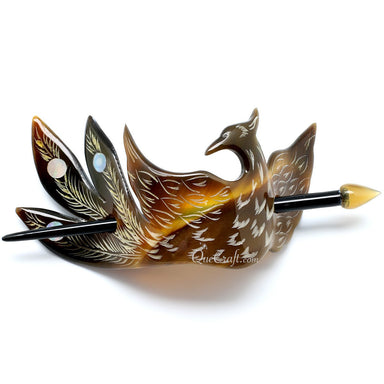 Horn & Shell Hair Barrette #10853 - HORN JEWELRY