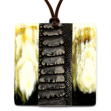 Horn & Leather Pendant #12472 - HORN JEWELRY