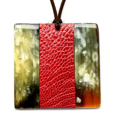 Horn & Leather Pendant #12473 - HORN JEWELRY