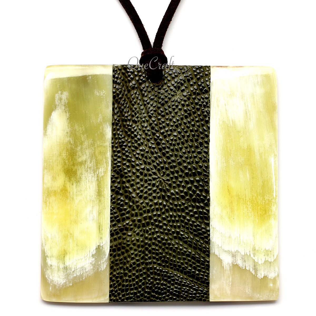 Horn & Leather Pendant #12476 - HORN JEWELRY