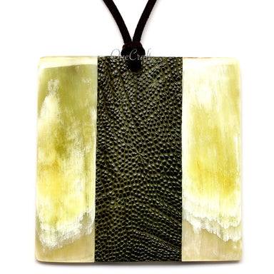Horn & Leather Pendant #12476 - HORN JEWELRY