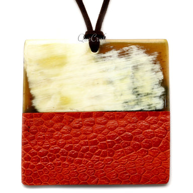 Horn & Leather Pendant #12477 - HORN JEWELRY