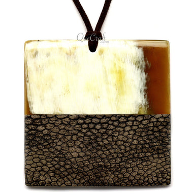 Horn & Leather Pendant #12478 - HORN JEWELRY