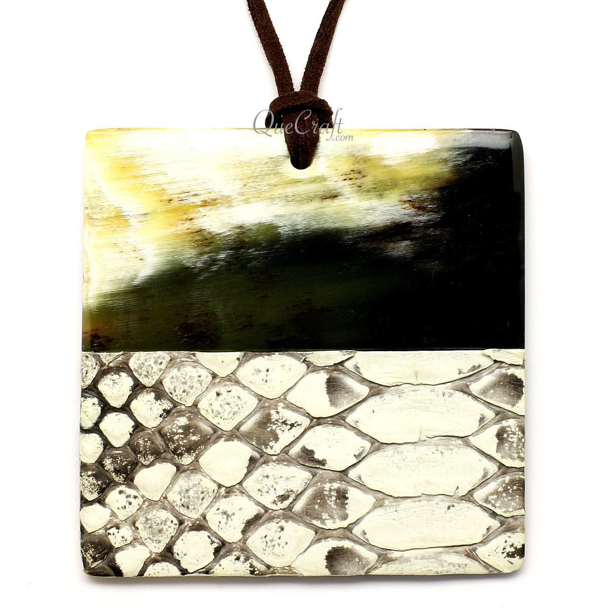 Horn & Leather Pendant #12479 - HORN JEWELRY