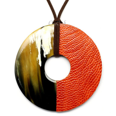 Horn & Leather Pendant #12482 - HORN JEWELRY