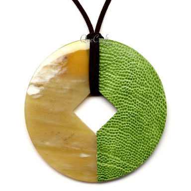 Horn & Leather Pendant #12497 - HORN JEWELRY