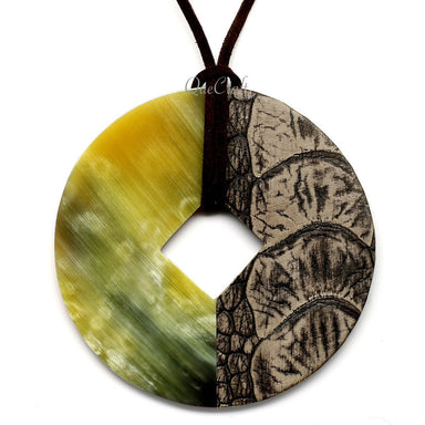 Horn & Leather Pendant #12508 - HORN JEWELRY