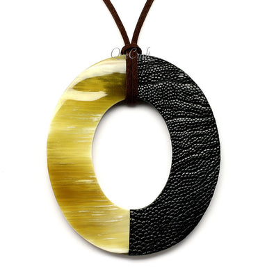 Horn & Leather Pendant #12510 - HORN JEWELRY