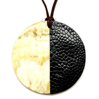 Horn & Leather Pendant #12513 - HORN JEWELRY