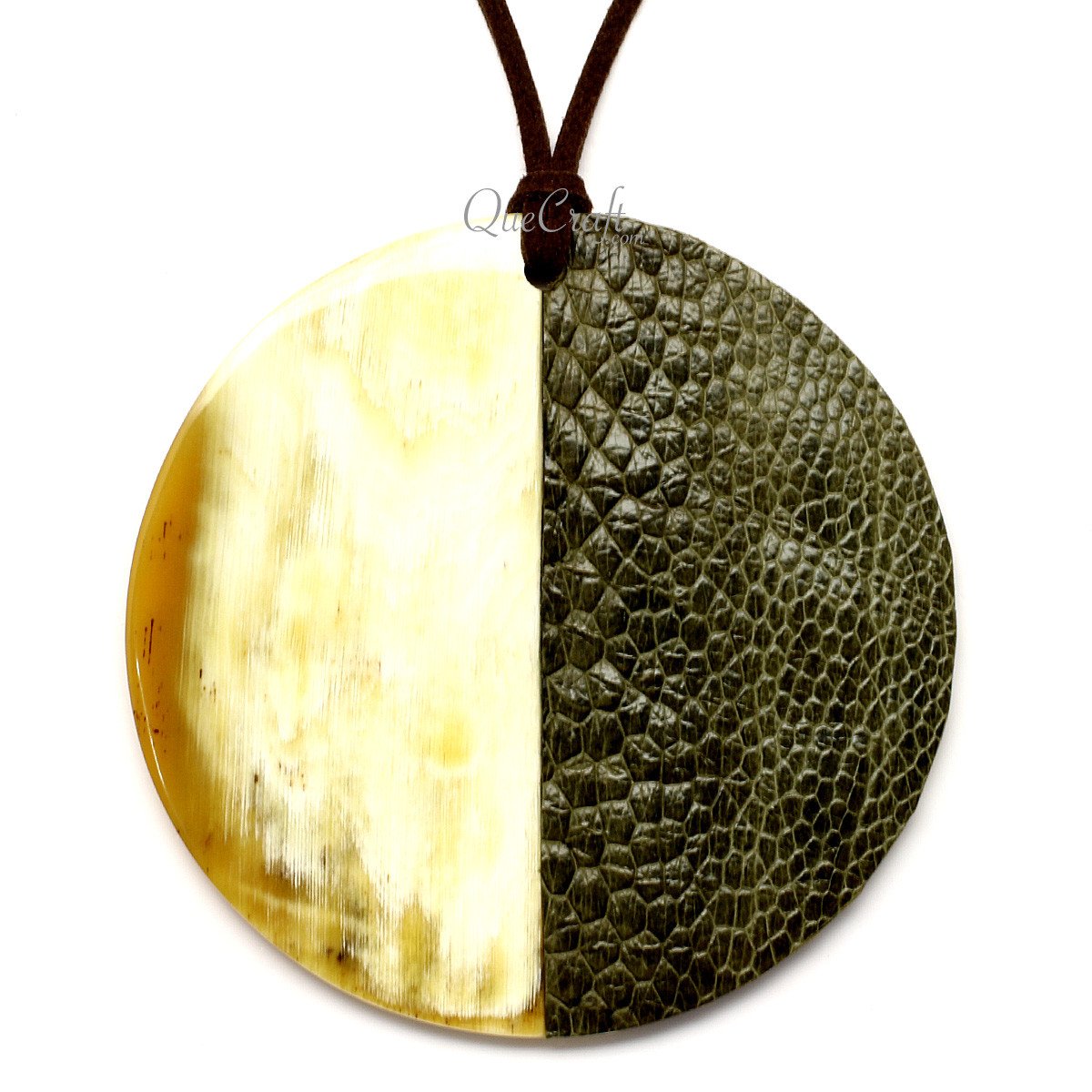Horn & Leather Pendant #12514 - HORN JEWELRY