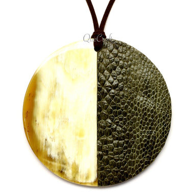 Horn & Leather Pendant #12514 - HORN JEWELRY