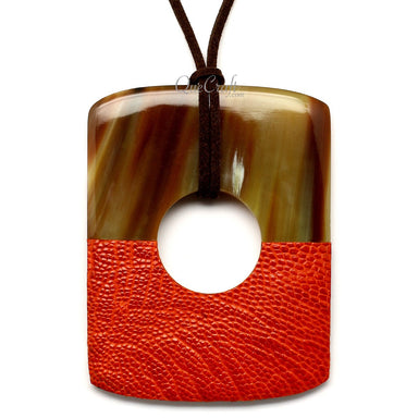 Horn & Leather Pendant #12523 - HORN JEWELRY