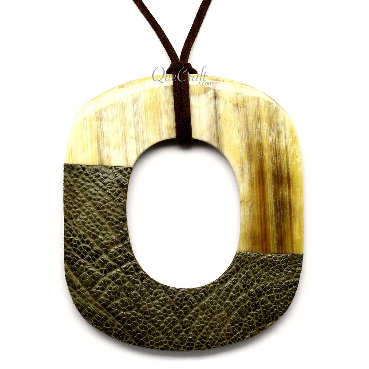 Horn & Leather Pendant #12529 - HORN JEWELRY