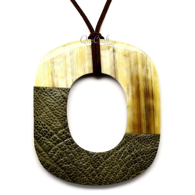 Horn & Leather Pendant #12529 - HORN JEWELRY