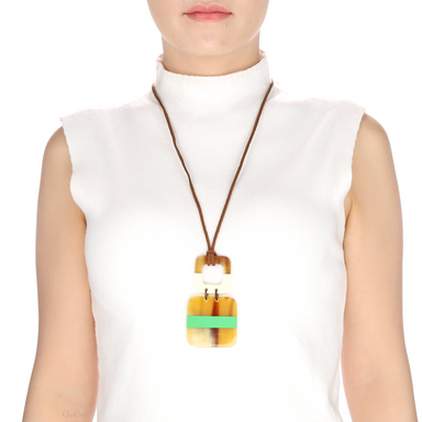 Horn & Lacquer Pendant #13498 - HORN JEWELRY