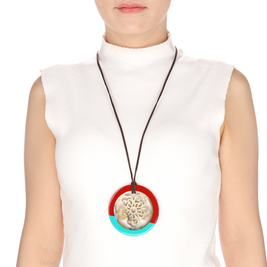 Horn & Lacquer Pendant #13551 - HORN JEWELRY