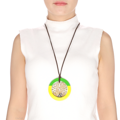 Horn & Lacquer Pendant #13564 - HORN JEWELRY