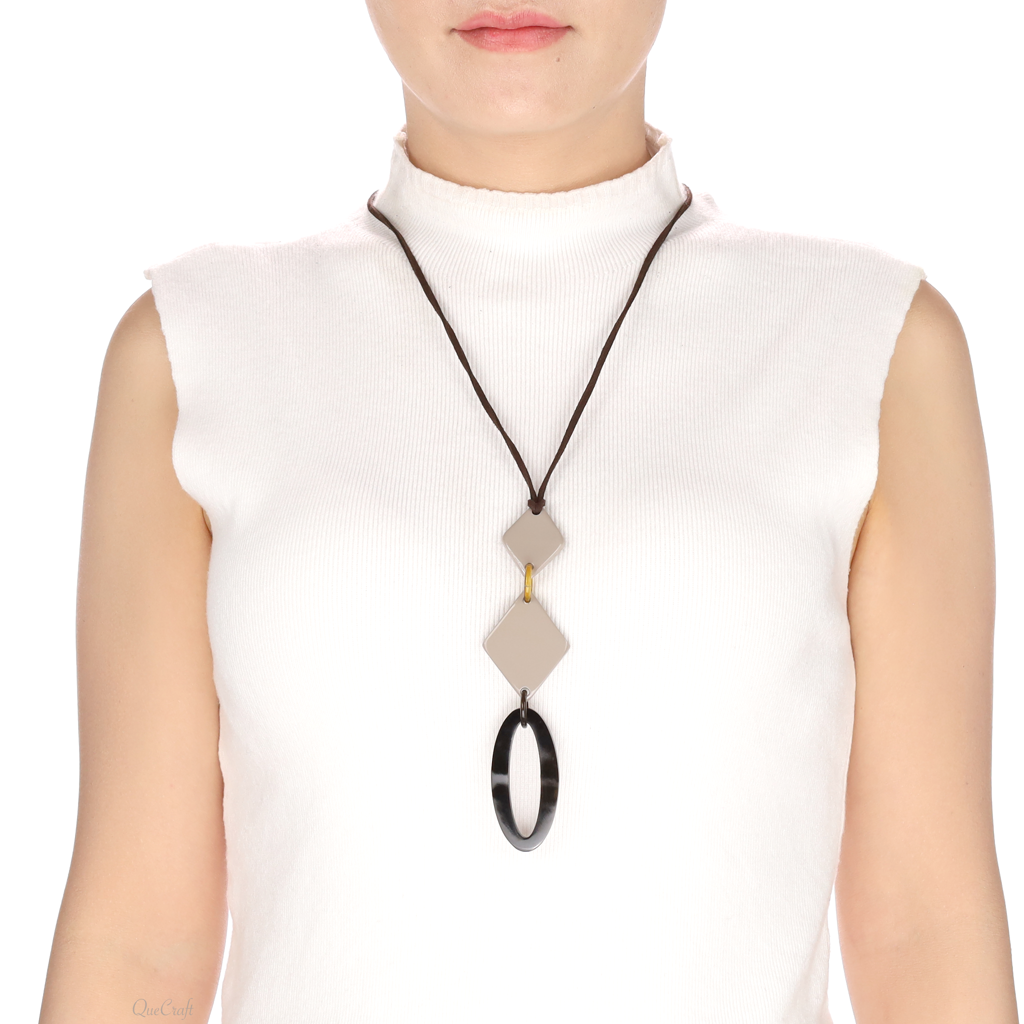 Horn & Lacquer Pendant #13565 - HORN JEWELRY