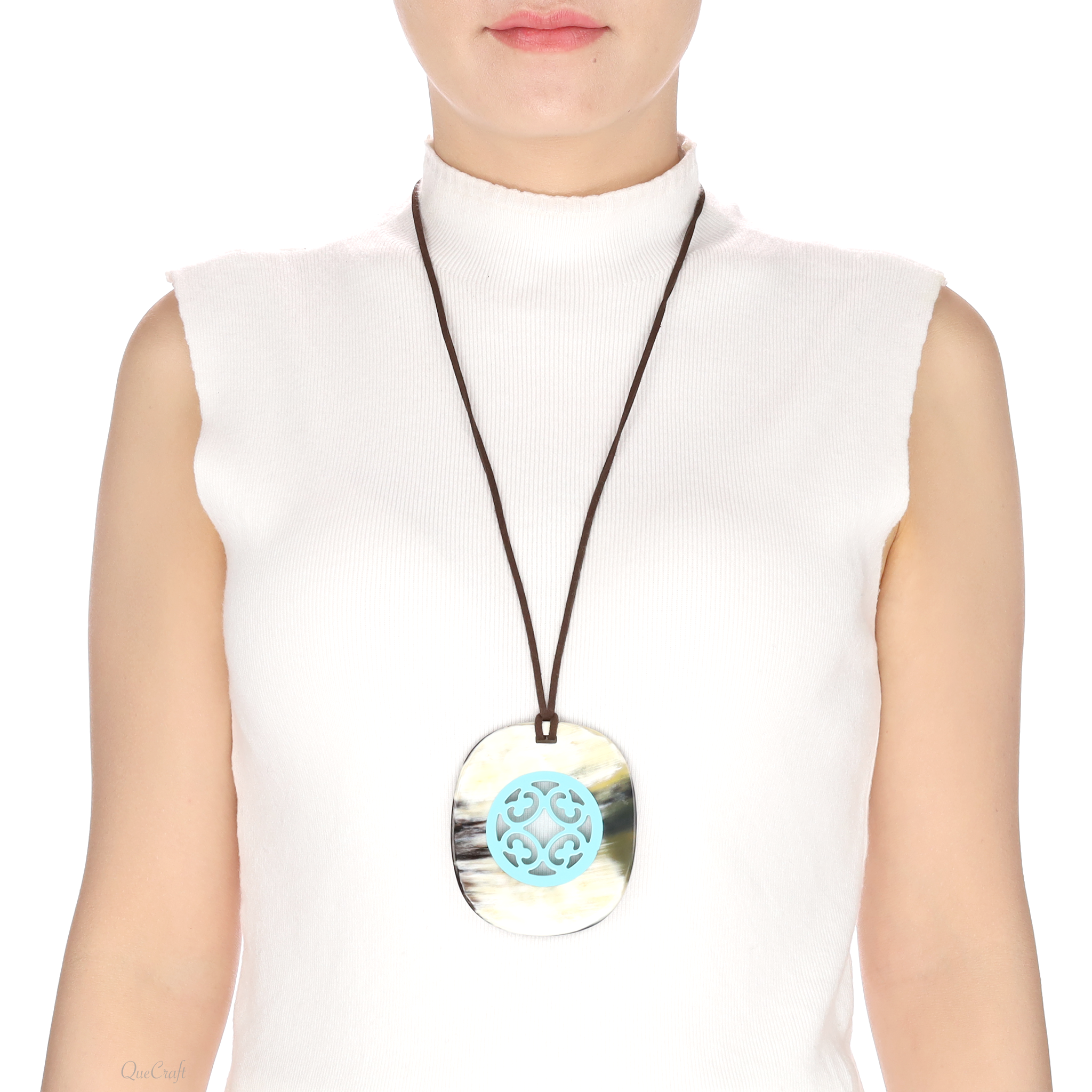 Horn & Lacquer Pendant #13571 - HORN JEWELRY