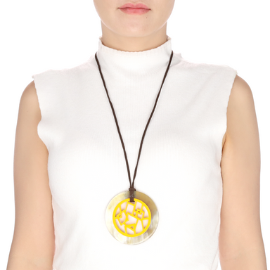 Horn & Lacquer Pendant #13584 - HORN JEWELRY