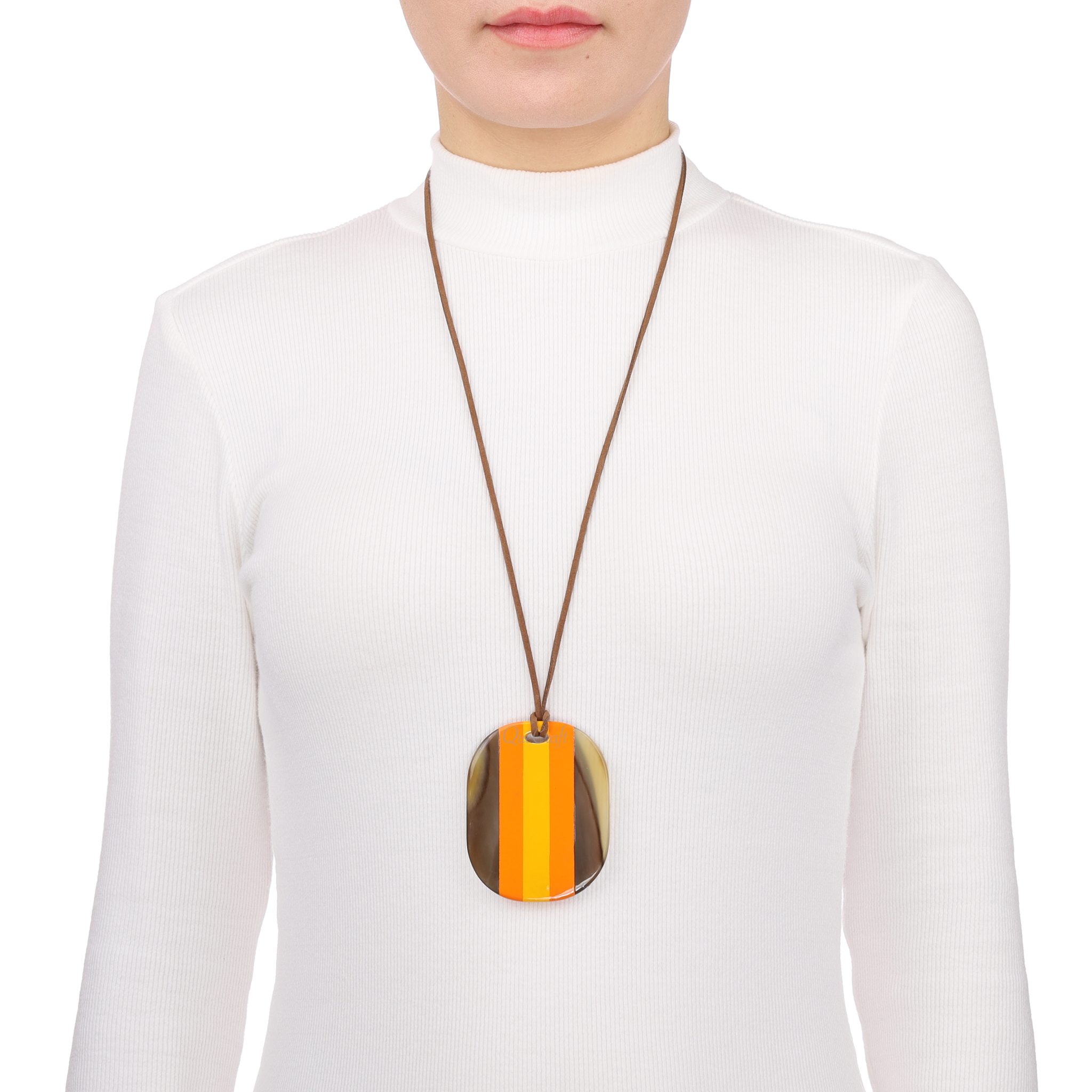 Horn & Lacquer Pendant #13688 - HORN JEWELRY