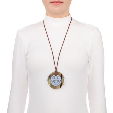 Horn & Lacquer Pendant #13697 - HORN JEWELRY