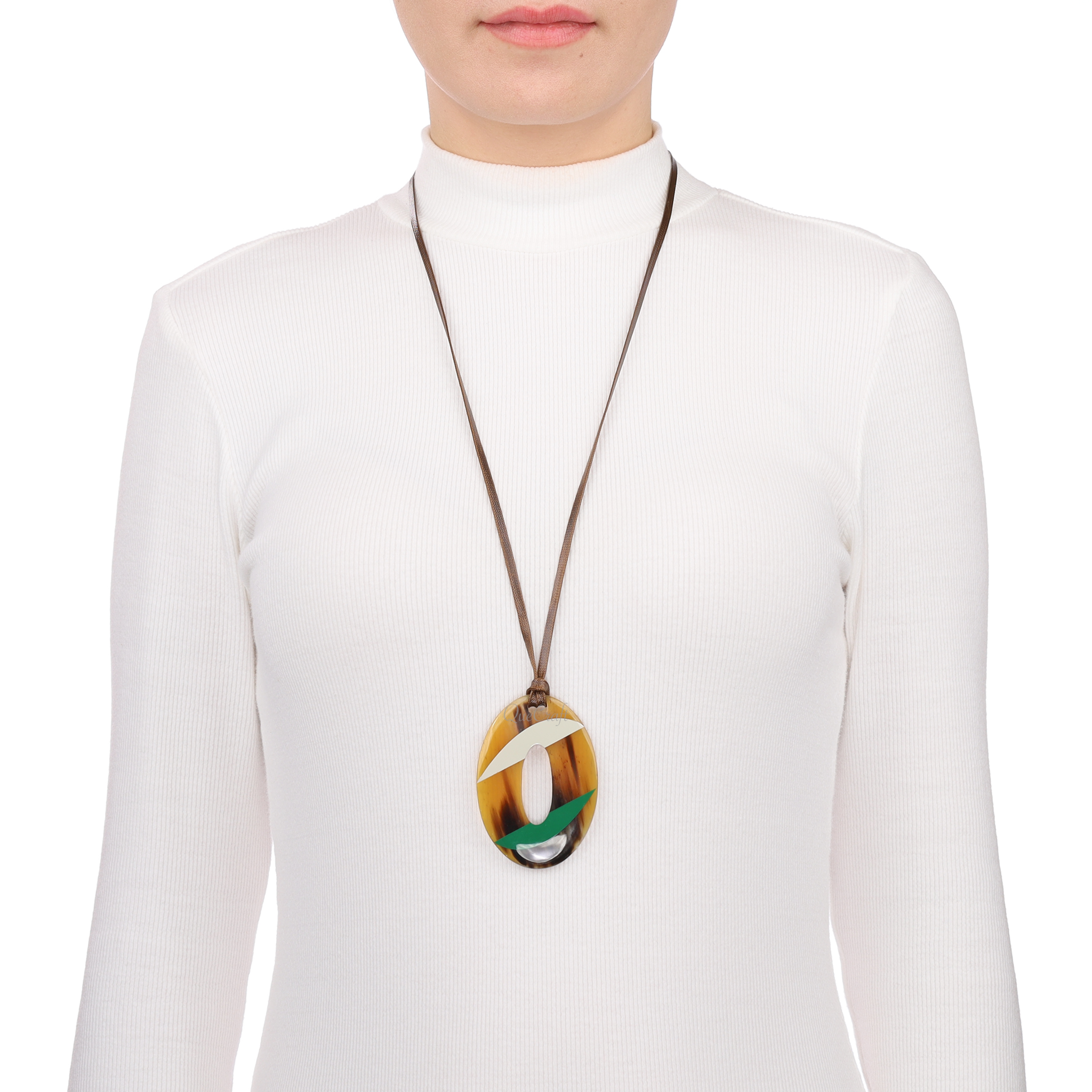 Horn & Lacquer Pendant #13708 - HORN JEWELRY