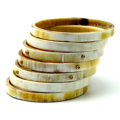 Horn & CZ Bangle Bracelets #9638 - HORN JEWELRY