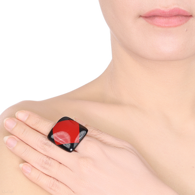 Horn & Lacquer Ring #13861 - HORN JEWELRY