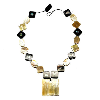 Horn & Abalone String Necklace #9697 - HORN JEWELRY